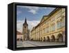 Czech Republic, Jicin. Main square surrounded by historic buildings.-Julie Eggers-Framed Stretched Canvas