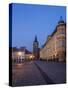 Czech Republic, Jicin. Main square with historic buildings in twilight.-Julie Eggers-Stretched Canvas