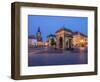 Czech Republic, Jicin. Main square with historic buildings in twilight.-Julie Eggers-Framed Photographic Print