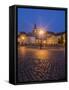 Czech Republic, Jicin. Main square with historic buildings in twilight.-Julie Eggers-Framed Stretched Canvas