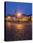 Czech Republic, Jicin. Main square with historic buildings in twilight.-Julie Eggers-Stretched Canvas