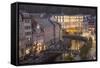 Czech Republic, Karlovy Vary. City Overlook of Carlsbad at Dusk-Emily Wilson-Framed Stretched Canvas