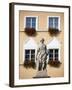 Czech Republic, Moravia, Mikulov. Detail of Statue and Facade in the Historical Centre.-Ken Scicluna-Framed Photographic Print