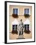 Czech Republic, Moravia, Mikulov. Detail of Statue and Facade in the Historical Centre.-Ken Scicluna-Framed Premium Photographic Print