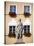 Czech Republic, Moravia, Mikulov. Detail of Statue and Facade in the Historical Centre.-Ken Scicluna-Stretched Canvas