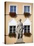 Czech Republic, Moravia, Mikulov. Detail of Statue and Facade in the Historical Centre.-Ken Scicluna-Stretched Canvas