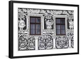 Czech Republic, Moravia, Trebic. Painted Facade in the Historic Centre.-Ken Scicluna-Framed Photographic Print