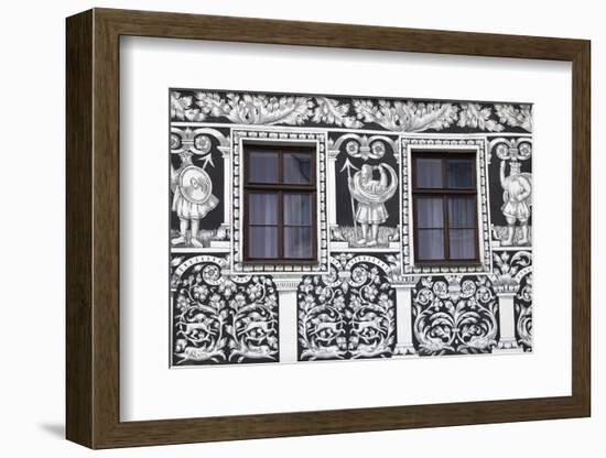 Czech Republic, Moravia, Trebic. Painted Facade in the Historic Centre.-Ken Scicluna-Framed Photographic Print