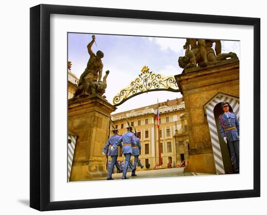 Czech Republic, Prague; a Castle Guard in Uniform Holding His Post at the Gate-Ken Sciclina-Framed Photographic Print