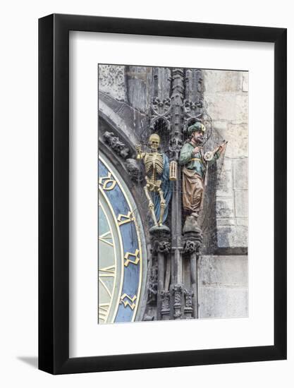 Czech Republic, Prague, Astronomical Clock, Skeleton and Turk Statue-Rob Tilley-Framed Photographic Print