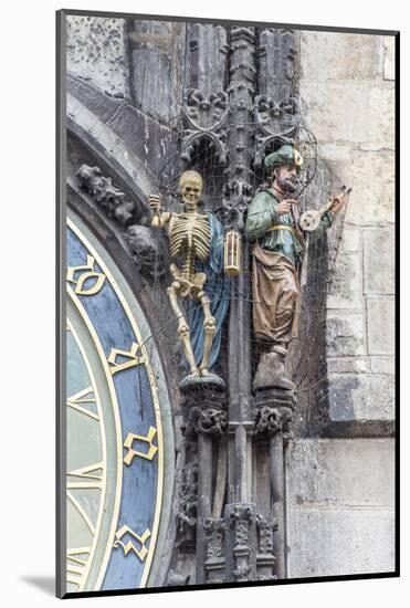 Czech Republic, Prague, Astronomical Clock, Skeleton and Turk Statue-Rob Tilley-Mounted Photographic Print