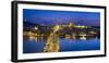 Czech Republic, Prague. Charles Bridge and Pague Castle on the Vltava River at dusk, from Old Town -Jason Langley-Framed Photographic Print