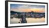 Czech Republic, Prague. Charles Bridge and Pague Castle on the Vltava River at sunset, from Old Tow-Jason Langley-Framed Photographic Print