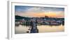 Czech Republic, Prague. Charles Bridge and Pague Castle on the Vltava River at sunset, from Old Tow-Jason Langley-Framed Photographic Print