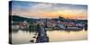 Czech Republic, Prague. Charles Bridge and Pague Castle on the Vltava River at sunset, from Old Tow-Jason Langley-Stretched Canvas