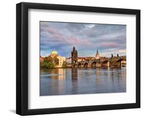 Czech Republic, Prague. Charles bridge and Vltava river.-Julie Eggers-Framed Photographic Print