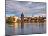 Czech Republic, Prague. Charles bridge and Vltava river.-Julie Eggers-Mounted Photographic Print