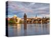 Czech Republic, Prague. Charles bridge and Vltava river.-Julie Eggers-Stretched Canvas