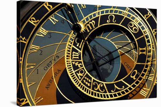 Czech Republic, Prague. Close-up of astronomical clock in Old Town Square.-Jaynes Gallery-Stretched Canvas