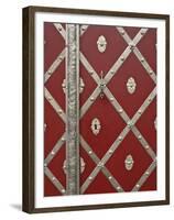 Czech Republic, Prague. Metal Red Door Detail-Petr Bednarik-Framed Premium Photographic Print