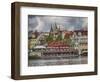 Czech Republic, Prague. Restaurant along the Vltava River from a riverboat.-Julie Eggers-Framed Photographic Print