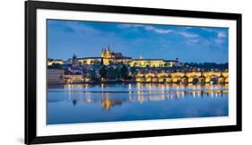 Czech Republic, Prague, Stare Mesto (Old Town). Charles Bridge and Prague Castle, Prazsky Hrad, on -Jason Langley-Framed Photographic Print