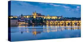 Czech Republic, Prague, Stare Mesto (Old Town). Charles Bridge and Prague Castle, Prazsky Hrad, on -Jason Langley-Stretched Canvas