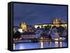 Czech Republic, Prague, Stare Mesto (Old Town), Charles Bridge, Hradcany Castle and St. Vitus Cathe-Michele Falzone-Framed Stretched Canvas