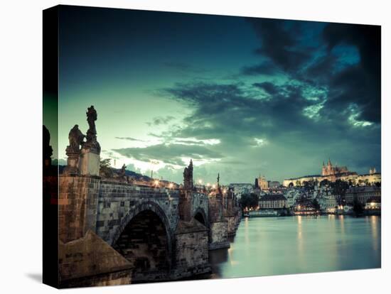 Czech Republic, Prague, Stare Mesto (Old Town), Charles Bridge, Hradcany Castle and St. Vitus Cathe-Michele Falzone-Stretched Canvas