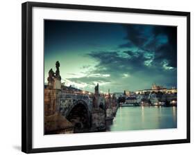 Czech Republic, Prague, Stare Mesto (Old Town), Charles Bridge, Hradcany Castle and St. Vitus Cathe-Michele Falzone-Framed Photographic Print