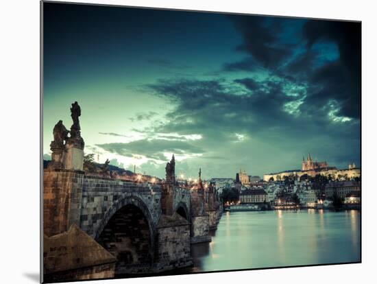 Czech Republic, Prague, Stare Mesto (Old Town), Charles Bridge, Hradcany Castle and St. Vitus Cathe-Michele Falzone-Mounted Photographic Print