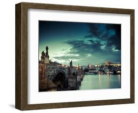 Czech Republic, Prague, Stare Mesto (Old Town), Charles Bridge, Hradcany Castle and St. Vitus Cathe-Michele Falzone-Framed Photographic Print