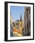 Czech Republic, Prague. View of steeple and clock in old town Prague.-Julie Eggers-Framed Photographic Print