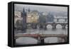 Czech Republic, Prague, View of Vitava River and the Old Town-Ali Kabas-Framed Stretched Canvas