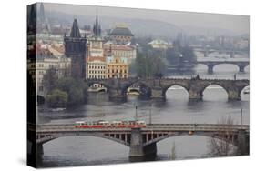 Czech Republic, Prague, View of Vitava River and the Old Town-Ali Kabas-Stretched Canvas