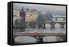 Czech Republic, Prague, View of Vitava River and the Old Town-Ali Kabas-Framed Stretched Canvas