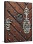 Czech Republic, Prague. Wooden Door with Silver Ornaments-Petr Bednarik-Stretched Canvas