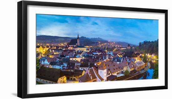 Czech Republic, South Bohemian Region, Cesky Krumlov. Old town on a bend in the Vlatava River at da-Jason Langley-Framed Photographic Print