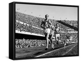 Czech Track and Field Gold Medalist Emil Zatopek, Leading Pack, Competing in 1952 Olympic Games-Mark Kauffman-Framed Stretched Canvas