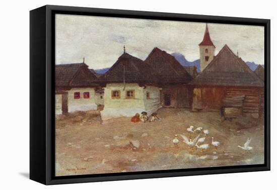 Czechoslovakia: Vazsecz, a Slovak Village (Colour Litho)-Adrian Scott Stokes-Framed Stretched Canvas