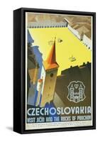 Czechoslovakia - Visit Jicin and the Rocks of Prachov Travel Poster-L. Horak-Framed Stretched Canvas