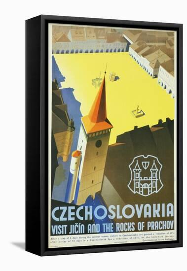 Czechoslovakia - Visit Jicin and the Rocks of Prachov Travel Poster-L. Horak-Framed Stretched Canvas