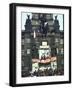 Czechs Holding Flags in Fore of Statue During "Prague Spring" Russian Invasion-null-Framed Photographic Print