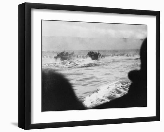 D-Day - Coastguard Landing Barges under Heavy Fire-Robert Hunt-Framed Photographic Print