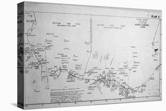 D-Day Map 1944-null-Stretched Canvas