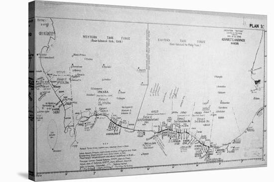 D-Day Map 1944-null-Stretched Canvas