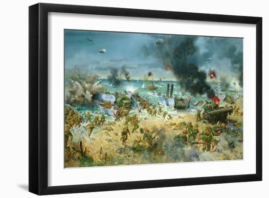 D Day, (Oil on Canvas)-Terence Cuneo-Framed Giclee Print