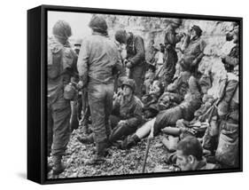 D-Day - Resting American Assault Troops-Robert Hunt-Framed Stretched Canvas