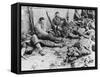 D-Day - US Troops Resting Following Initial Assault-Robert Hunt-Framed Stretched Canvas