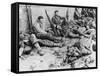 D-Day - US Troops Resting Following Initial Assault-Robert Hunt-Framed Stretched Canvas